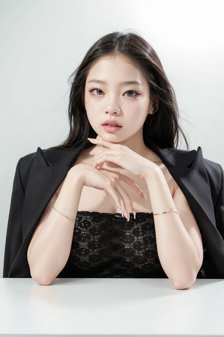 jennie from blackpink cara, foto realista.