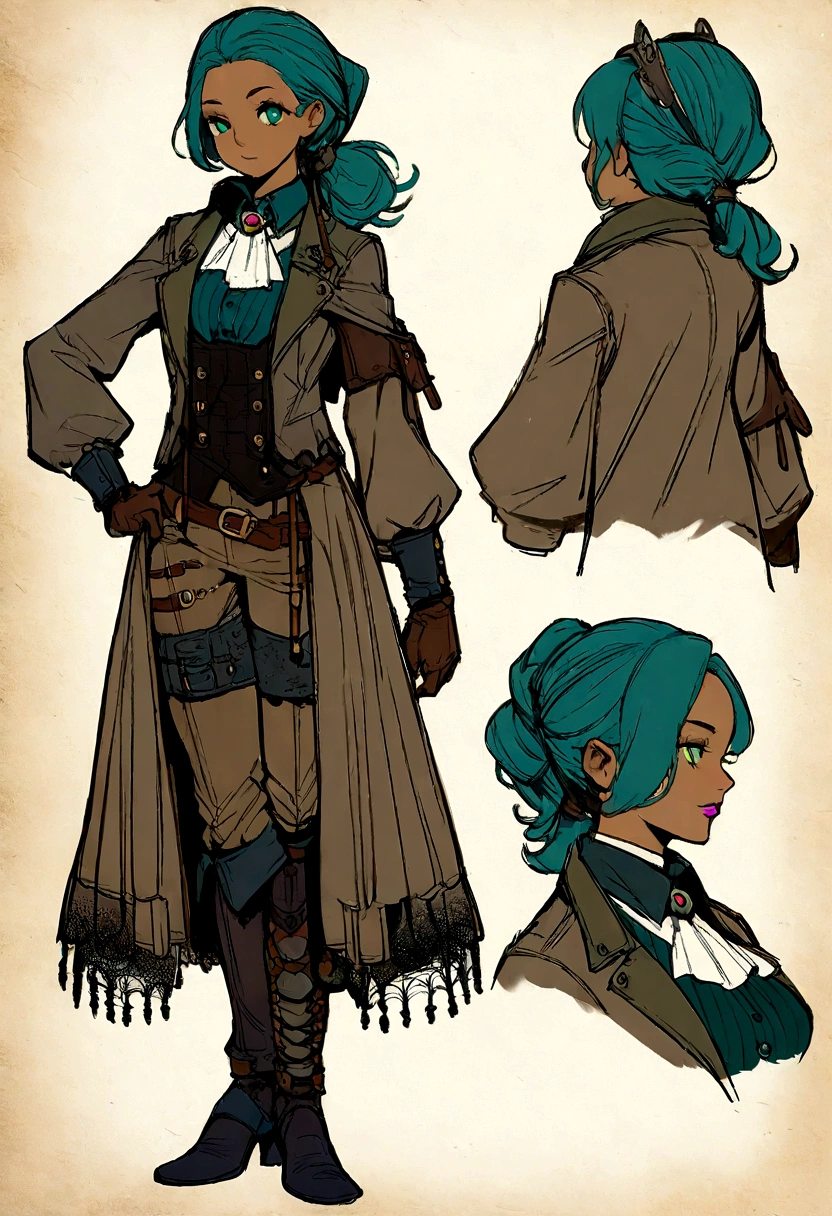 Concept art of a character for a game in the steampunk genre