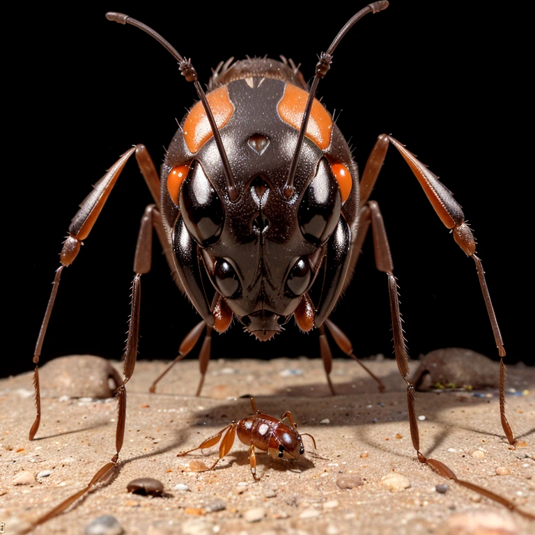 Illustration of a worker ant detecting a dead companion, highlighting the use of their antennas and pheromones.