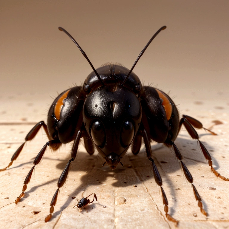 Illustration of a worker ant detecting a dead companion, highlighting the use of their antennas and pheromones.