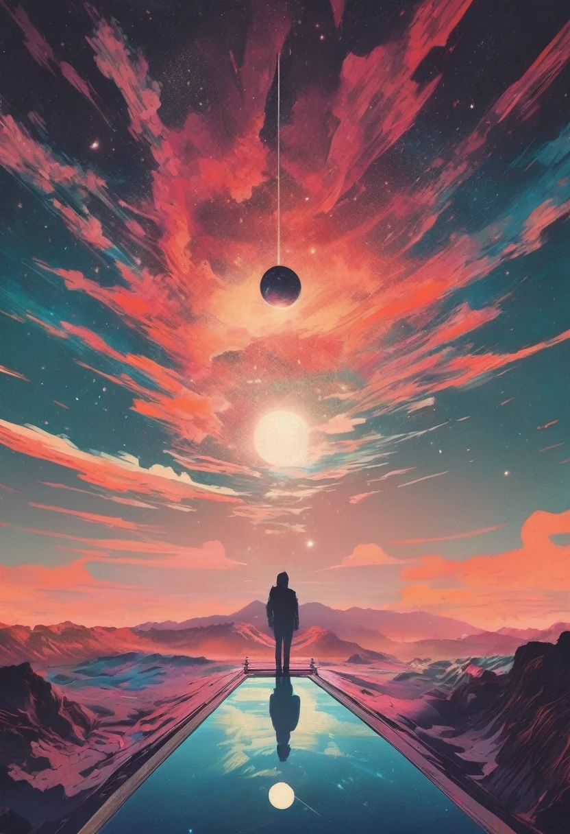 (((The best quality))), ((Masterpiece)) (simple illustration high definition enhance) minimalist and aesthetic print universe, hd, hq,detailed