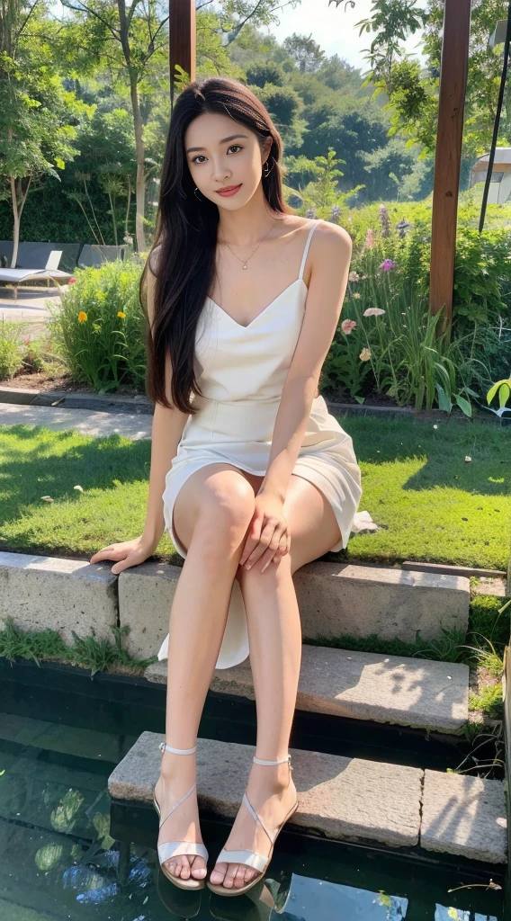 ,Masterpiece, Best quality,8K, Ultra-high resolution,Reallightandshadow,Cinema lenses,(beautidful eyes:1.1), ((The scene is,The upper part of the body)),dynamicposes,On a green meadow,The gentle goddess came with gentle steps。She wore a white dress,A gentle breeze blows,The skirt dances lightly。The sun shone through the leaves in her hair,Reflecting her clear eyes and gentle smile。Colorful butterflies flutter around her,Flowers bloomed at her feet,It was as if nature was cheering for her。