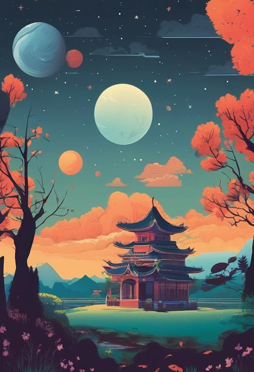 (((The best quality))), ((Masterpiece)) (simple illustration high definition enhance) minimalist and aesthetic print universe, hd, hq,detailed