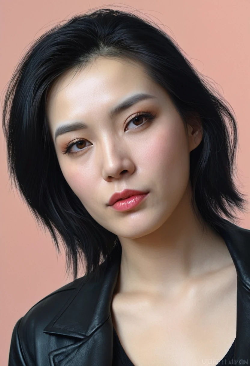 a woman with a black jacket and a black shirt, ultra realistic digital painting, very realistic digital art, high quality portrait, highly realistic digital art, realistic digital painting, photorealistic digital painting, ultra realistic digital art, ultrarealistic digital art, hyper realistic digital painting, realistic digital art, sharp looking portrait