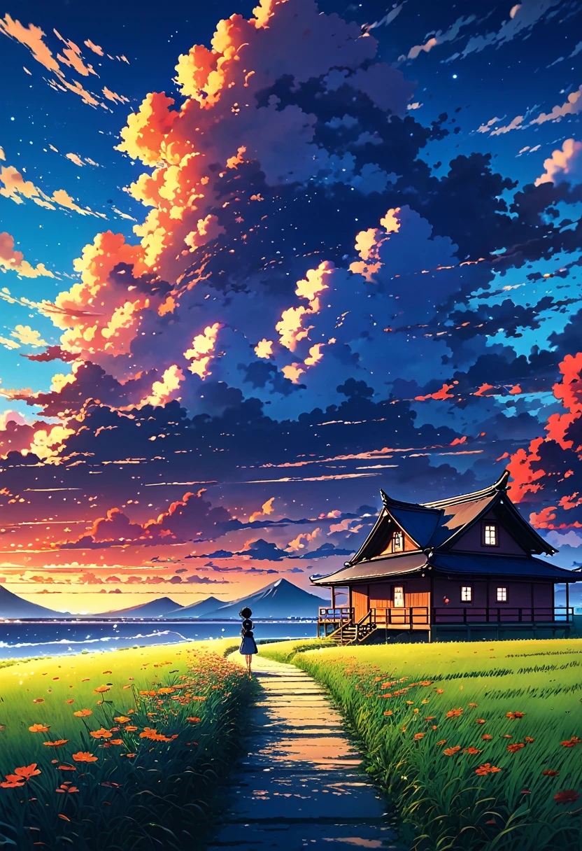 anime landscape ofuna pintura de una casa en medio de un campo bajo un cielo nocturno, fondo animado, fondo animado art, hermosa escena de anime, Makoto Shinkai Cyril Rolando, increíble fondo de pantalla, fondo de pantalla de arte anime 4k, fondo de pantalla de arte anime 4k, fondo de pantalla de arte anime 8 k, cielo animado, Fondo de pantalla de paisaje animado, beautiful paisaje animado, paisaje animado
unset with orange and red hellish clouds, anime nature wallpapers, beautiful anime scene, beautiful anime peace scene, Makoto Shinkai Cyril Rolando, beautiful anime scene, background amazing wallpaper, anime art wallpaper 8k, anime background, art anime background, anime wallpaper 4k, anime art 4k wallpaper, anime art 4k wallpaper,