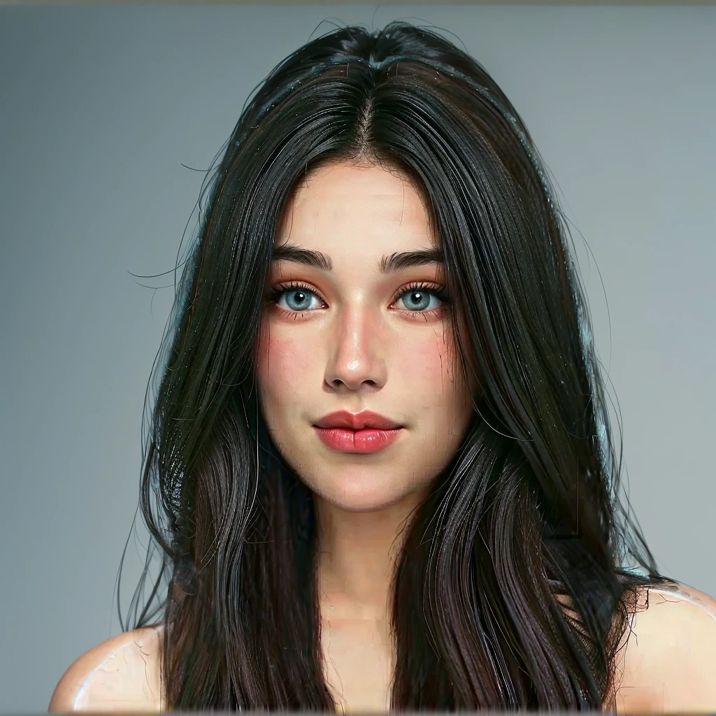 There is a woman with long hair looking at the camera, photobeautiful realistic face, realistic digital painting, beautiful realistic face, beautiful realistic face, hyperbeautiful realistic face, true-to-life portrayal, realistic detailed face portrait, digital art portrait, photorealistic face, photorealistic digital painting, realistically rendered face, highly detailed realistic face, accurate ultra-realistic faces, photo true-to-life portrayal