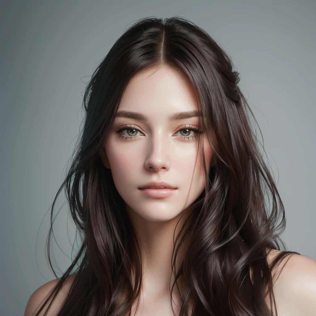 There is a woman with long hair looking at the camera, photobeautiful realistic face, realistic digital painting, beautiful realistic face, beautiful realistic face, hyperbeautiful realistic face, true-to-life portrayal, realistic detailed face portrait, digital art portrait, photorealistic face, photorealistic digital painting, realistically rendered face, highly detailed realistic face, accurate ultra-realistic faces, photo true-to-life portrayal