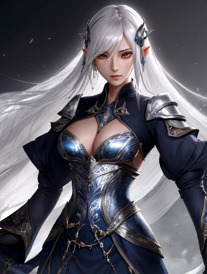 Silari Sark is an elezen of impressive stature, with a slender complexion that denotes agility and grace. Her jet black hair falls in soft waves over her shoulders., framing a face with fine features and serene expression. His eyes, the color of tempered steel, They shine with an intensity that reveals their cunning and determination. Wear light but elegant armor, adorned with silver and dark blue details that highlight his status as a warrior versed in the arts of the sword and strategy. with every movement, Silari exudes a distinguished and powerful presence, worthy of respect and admiration on the battlefields of Eorzea.