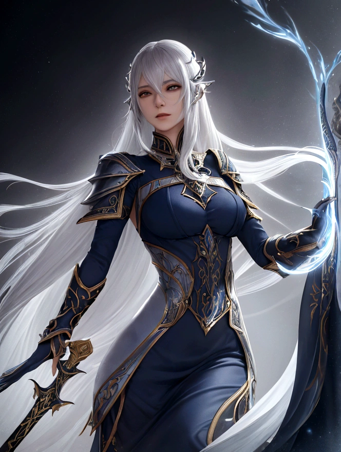 Silari Sark is an elezen of impressive stature, with a slender complexion that denotes agility and grace. Her jet black hair falls in soft waves over her shoulders., framing a face with fine features and serene expression. His eyes, the color of tempered steel, They shine with an intensity that reveals their cunning and determination. Wear light but elegant armor, adorned with silver and dark blue details that highlight his status as a warrior versed in the arts of the sword and strategy. with every movement, Silari exudes a distinguished and powerful presence, worthy of respect and admiration on the battlefields of Eorzea.