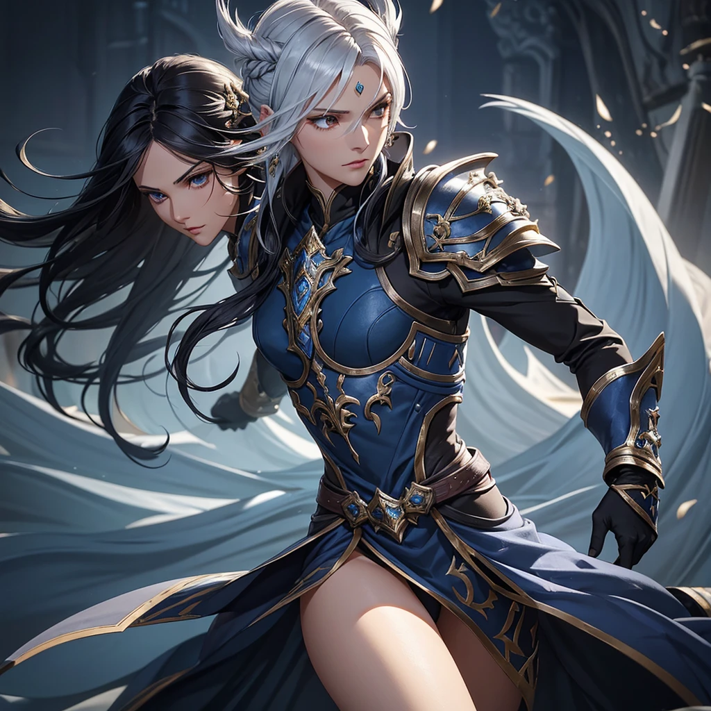 Silari Sark is an elezen of impressive stature, with a slender complexion that denotes agility and grace. Her jet black hair falls in soft waves over her shoulders., framing a face with fine features and serene expression. His eyes, the color of tempered steel, They shine with an intensity that reveals their cunning and determination. Wear light but elegant armor, adorned with silver and dark blue details that highlight his status as a warrior versed in the arts of the sword and strategy. with every movement, Silari exudes a distinguished and powerful presence, worthy of respect and admiration on the battlefields of Eorzea.