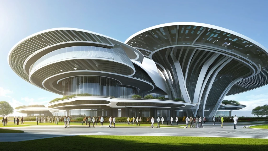 Imagine a stunningly modern building, standing as a beacon of unity and technological advancement. Its architecture blends organic forms with sleek, futuristic designs, creating a space that is both aesthetically pleasing and functional. This utopian building is the heart of a community where people come together, support each other, and harness the power of technology for the greater good. ### Exterior and Structure The building is an eco-friendly skyscraper with multiple levels, covered in lush greenery and solar panels that provide energy for its operations. Its exterior walls are made of transparent, smart glass that adjusts to light conditions, maximizing energy efficiency and allowing natural light to flood the interior spaces. The building is surrounded by beautifully landscaped gardens, walking paths, and recreational areas, all maintained by robotic gardeners. ### Community Spaces #### Atrium and Common Areas Upon entering, you are greeted by a grand atrium filled with natural light, indoor plants, and comfortable seating areas. This space serves as the central hub where community members can gather, socialize, and participate in various activities. Interactive information kiosks, powered by AI, provide updates on community events, weather, and news. #### Multi-Generational Living Quarters The building includes multi-generational living quarters designed to accommodate families, singles, and the elderly. Each unit is equipped with smart home technology, ensuring safety and convenience for all residents. Voice-activated assistants help manage daily tasks, monitor health, and provide companionship, especially for the elderly. ### Robotic Assistance #### Elderly Care Dedicated floors are reserved for elderly care, featuring apartments with advanced medical monitoring systems and robotic assistants. These robots provide physical support, medication reminders, and companionship. The community has a volunteer program where younger residents spend time with