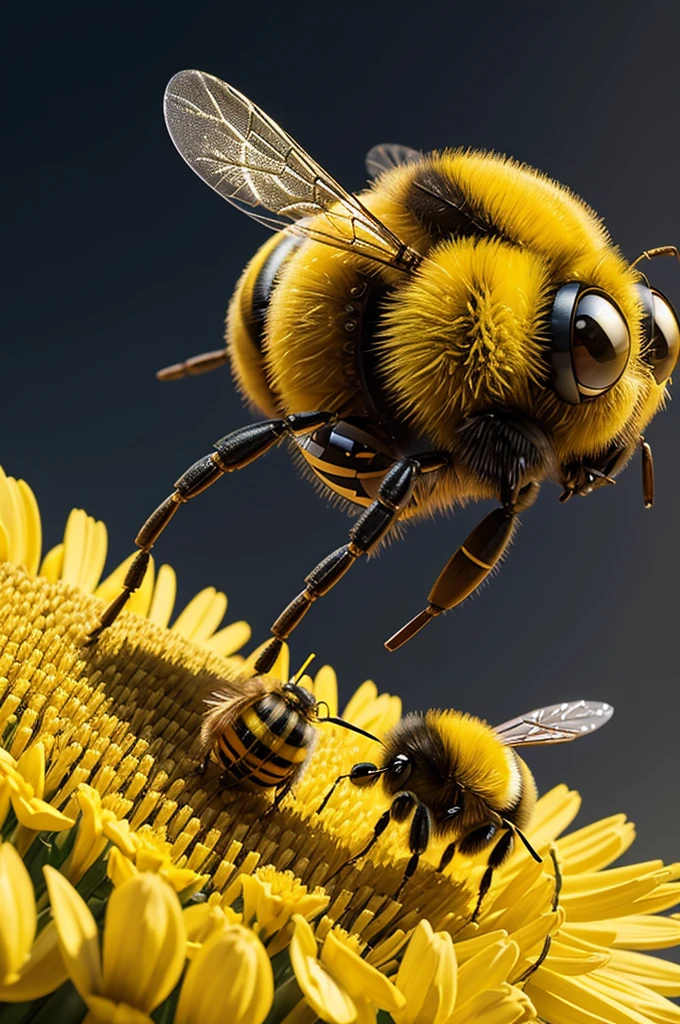 
a cartoon bee with a very big eyes and a very long hair, concept art by Pixar, trending on Artstation, fine art, based on bumblebee, bumblebee, (bee), bee movie, 3 d bee, angry 8 k, maya bee, human structure bee concept art, animated film, depicted as a pixar character, bee, big bee, pixar cute character design