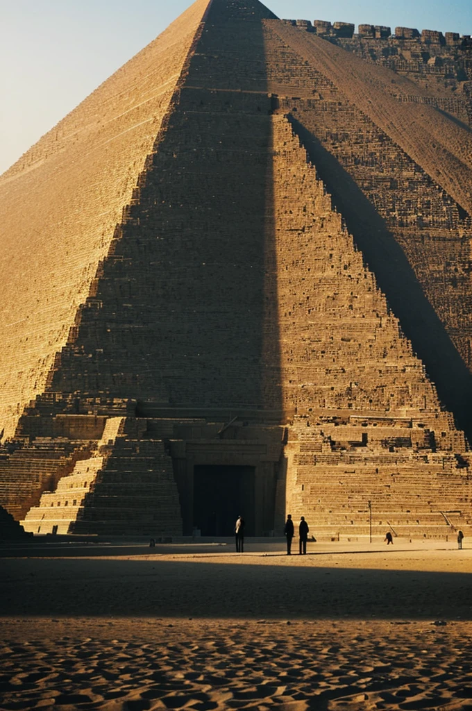 A mysterious man stands in the shadow of the pyramid. lonely atmosphere