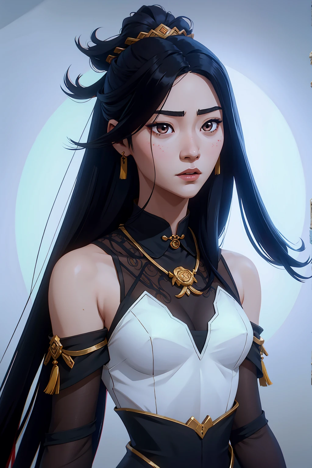 arafed woman with long hair wearing a black dress and a necklace, xision wu, portrait of christy ren, gemma chen, headshot photograph, louise zhang, female actress from korea, lulu chen, chengyou liu, mei-ling zhou, a young asian woman, portrait of female korean idol, yun ling, young asian woman, wenfei ye, qifeng lin
