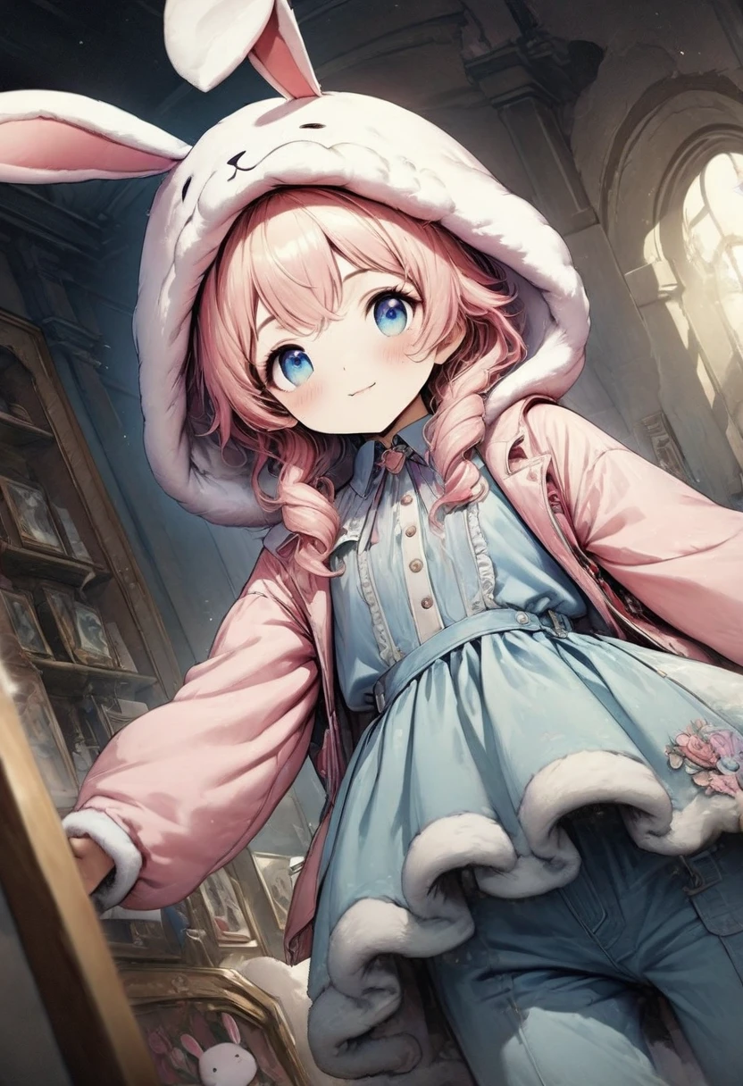 Ultra-realistic CG K ,((premium、8k、32k、Masterpiece:1.3)), (superfine illustration)、(súper high resolution), (((adult body))),whole body, plano general ,extremely detailed and beautiful eyes, a woman dressed in a fluffy rabbit costume with big bunny ears, tiro de whole body, wide angle, cute expression and , professional portrait, 8k hiper detallado, high resolution, detailed facial features, Detailed clothing, soft lighting, capricious, Fancy, pastel colours, adorable, HD.