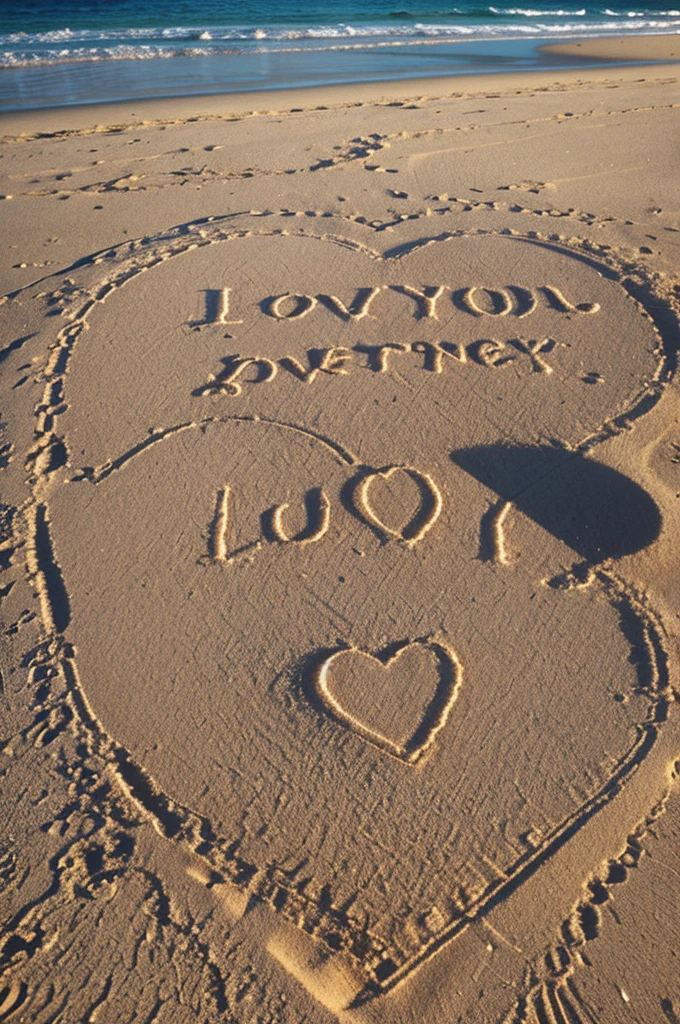 I love you Tania written in the sand