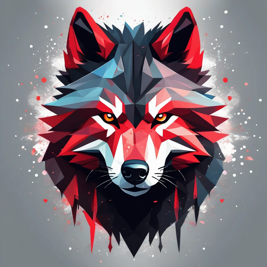 t-shirt print design, a detailed illustration of the face of the evil ninja wolf, magic, red color, black magic splash, dark, gothic, t-shirt design, in the style of Studio Ghibli, pastel tetradic colors, 3D vector art, fantasy art, watercolor effect, bokeh, Adobe Illustrator, hand-drawn, digital painting, low-poly, soft lighting, isometric style, retro aesthetic, character-focused, 4K resolution
