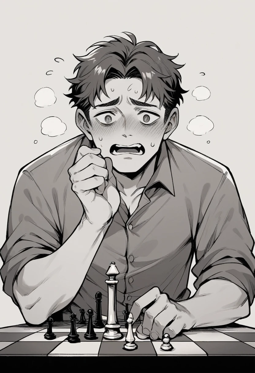((Orgasm facial expression of a middle-aged man))、((The moment of ejaculation))、Detailed facial expressions、White Y-shirt and tie、A dark and suspicious toilet at night、(Eyes closed and mouth open)、
