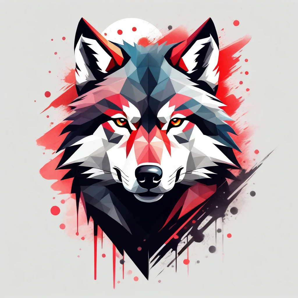 t-shirt print design, a detailed illustration of the face of the evil ninja wolf, magic, red color, black magic splash, dark, gothic, t-shirt design, in the style of Studio Ghibli, pastel tetradic colors, 3D vector art, fantasy art, watercolor effect, bokeh, Adobe Illustrator, hand-drawn, digital painting, low-poly, soft lighting, isometric style, retro aesthetic, character-focused, 4K resolution