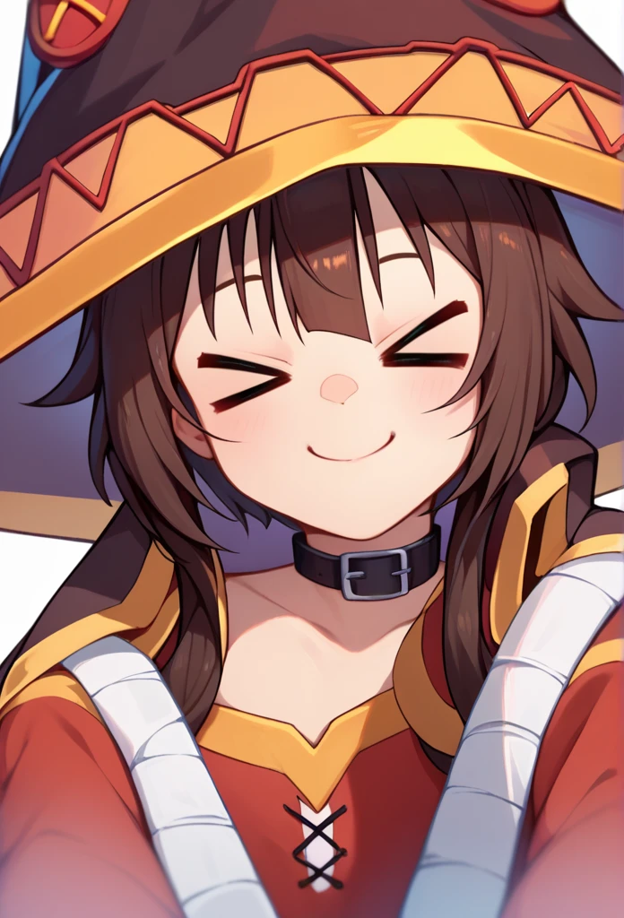 score_9, score_8_up, score_7_up,  closed smiling eyes, 1girl, megumin