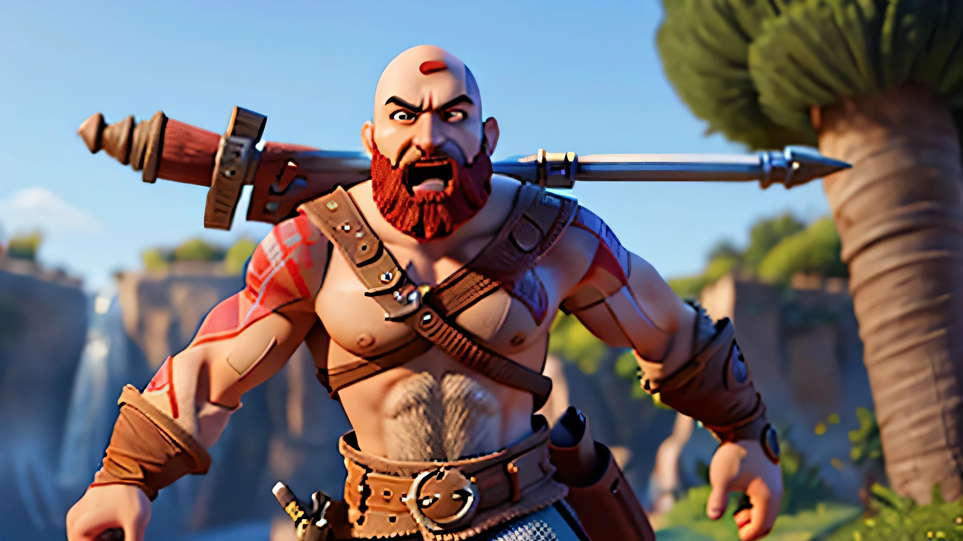 Kratos, the god of war Style: Disney pixar 3d animation