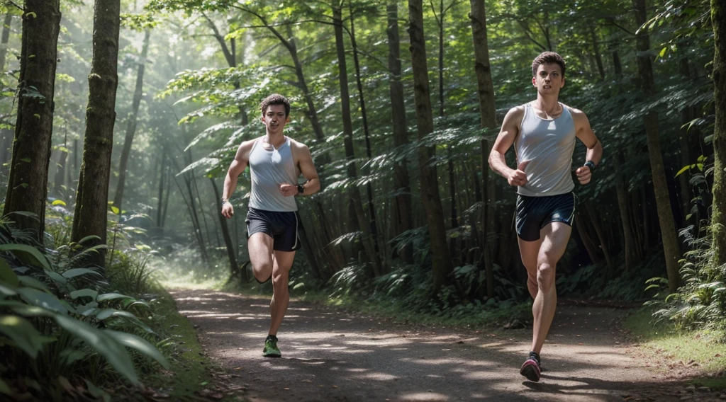 A creature running after people in the forest