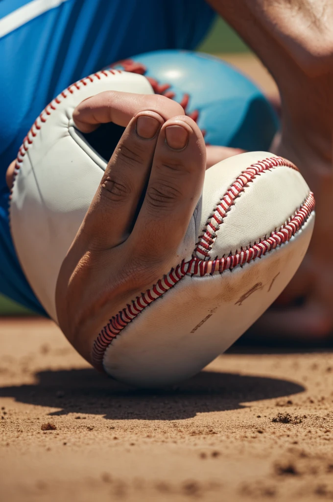 First-person photo focusing on the feet of a baseball player, also showing the baseball glove, a realistic image with touches of a cell phone camera