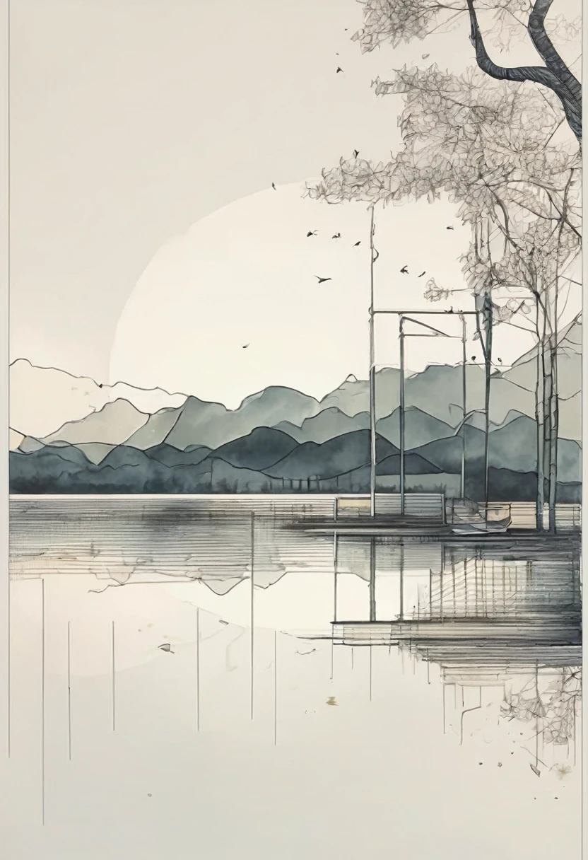(((The best quality))), ((Masterpiece)) (simple line drawing) minimalist and aesthetic print, High Definition, detailed, minimalist portrait, light watercolor.