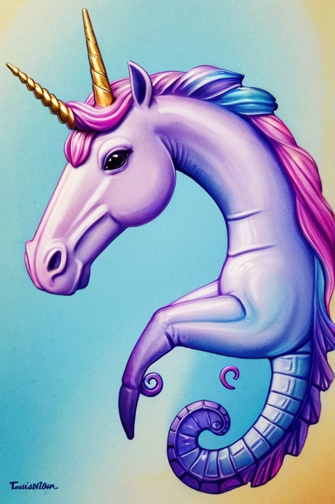 a seahorse that is a unicorn underwater coral reef