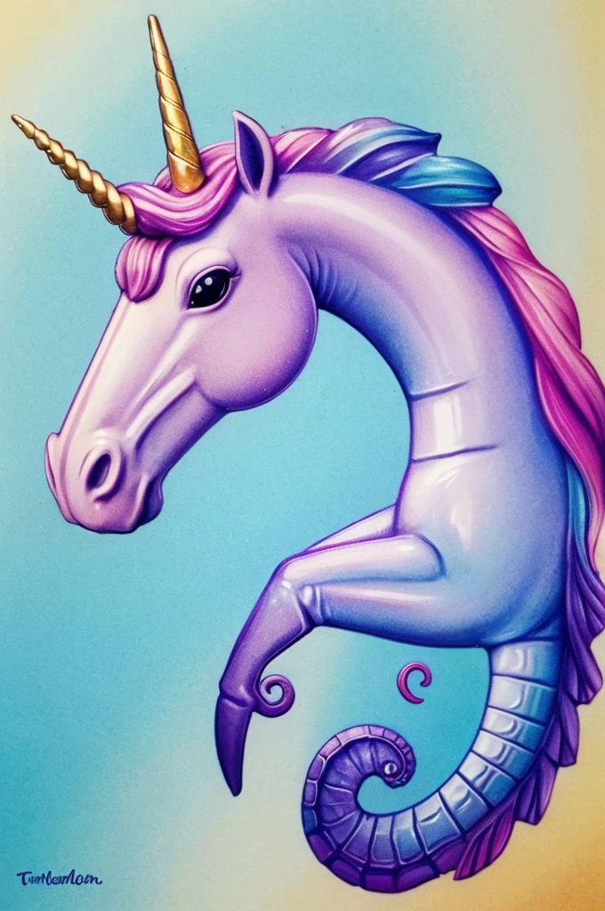 a seahorse that is a unicorn underwater coral reef