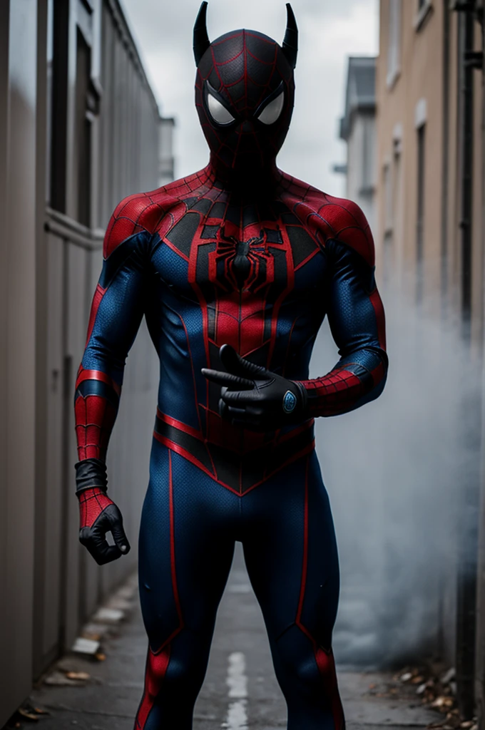 Black and dark blue spiderman costume