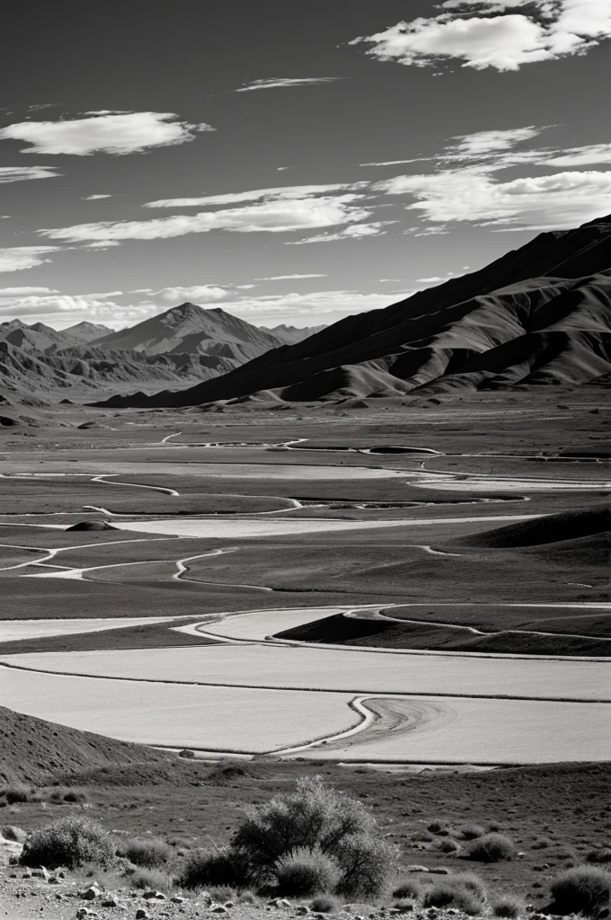 Create a black and white Bolivian landscape that's easy to draw