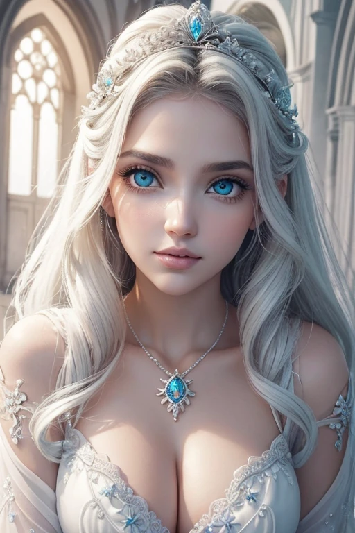 (This is a beautiful arco-íris fantasy image that feels interesting e emphasizes Brilho e iridescence.) Gerar um ((cego)) curvy woman with colorida curly hair e milky white eyes. Her face is important e is perfectly formed with puffy lips e perfect features. (Her eyes are critically important e are (em branco) e (branco sólido)). The image exudes ethereal beauty e soft fantasy. Include sweet e detailed birds e soft, luminous flowers in all the colors of the arco-íris. O fundo da imagem é decorado em tons de rosa, brilhar, Brilho, e fantasy details like colored bubbles e cosmos. Utilize dynamic composition to create a compelling e action-packed image. Dramatic lighting e cinematic lighting enhance the woman's beauty e the soft colors in the artwork. (((((perspectiva: de cabeça erguida.))))) Incluir fantasia, bonitinho, colorida, colorida, fundo mágico interessante, ((((em branco eyes)))), ((((olhos brancos vazios)))), (olhos de shirome:1.3), (sorrindo), (perfectly rendered branco sólidoeyes), ((marca de nascença no lábio)), ((Linda boca)), fundo bonito, fundo complexo, fundo doce, (((arco-íris)))