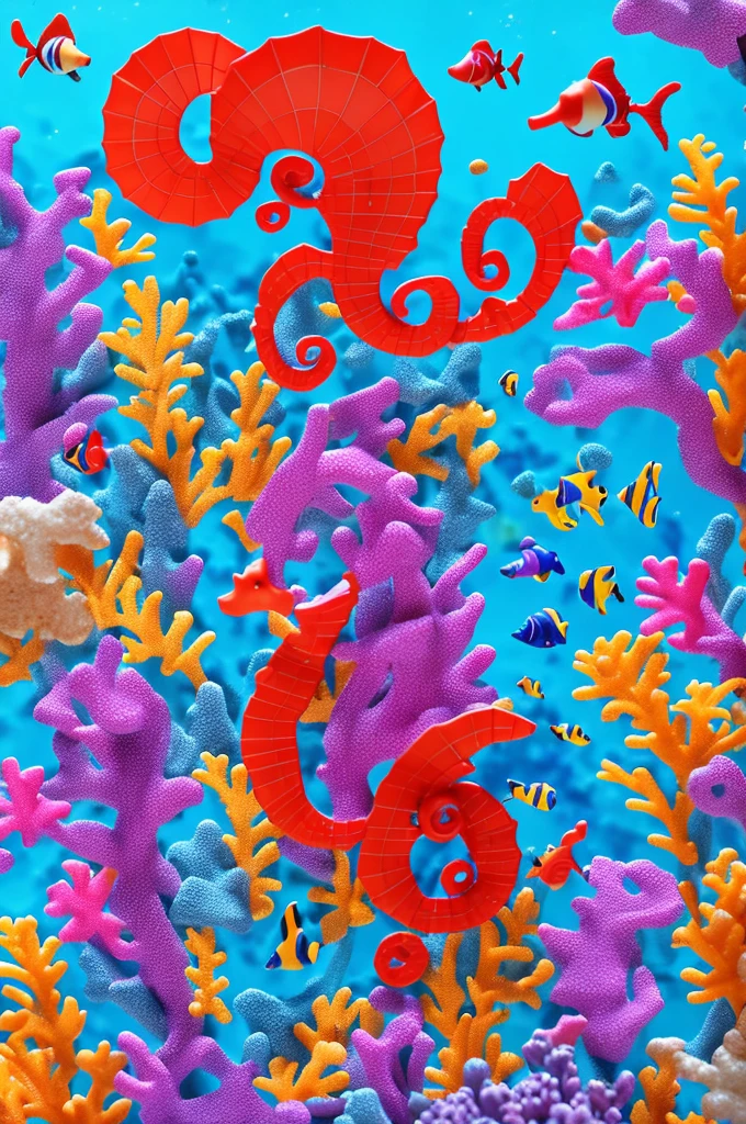 a seahorse that is a unicorn underwater coral reef