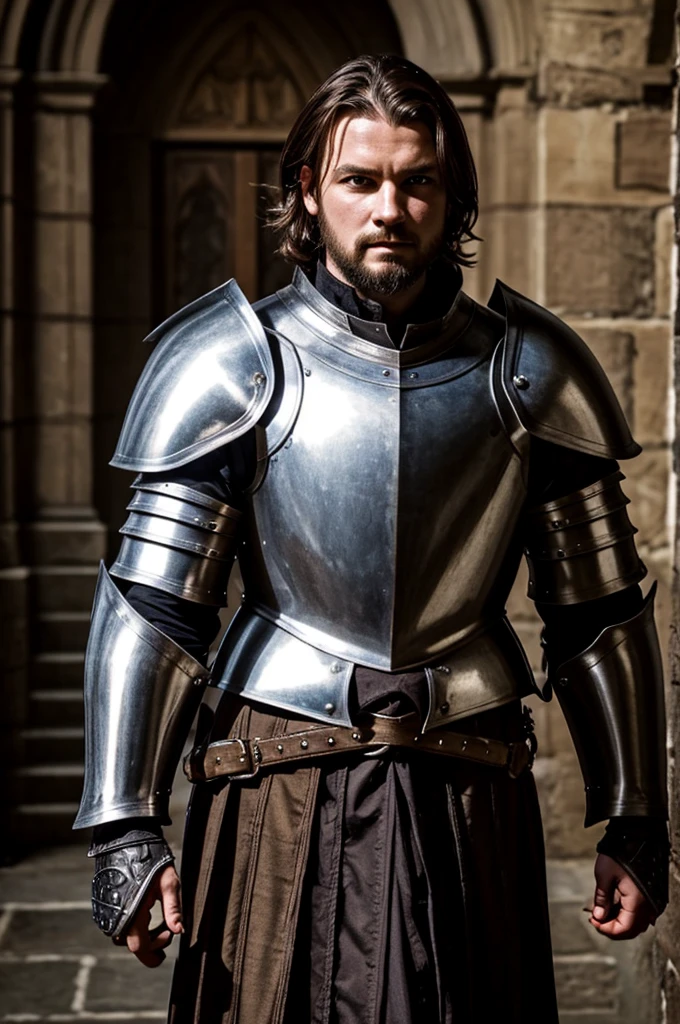 Portrait of a 16th century Knight, realistic photo, armor, gothic style