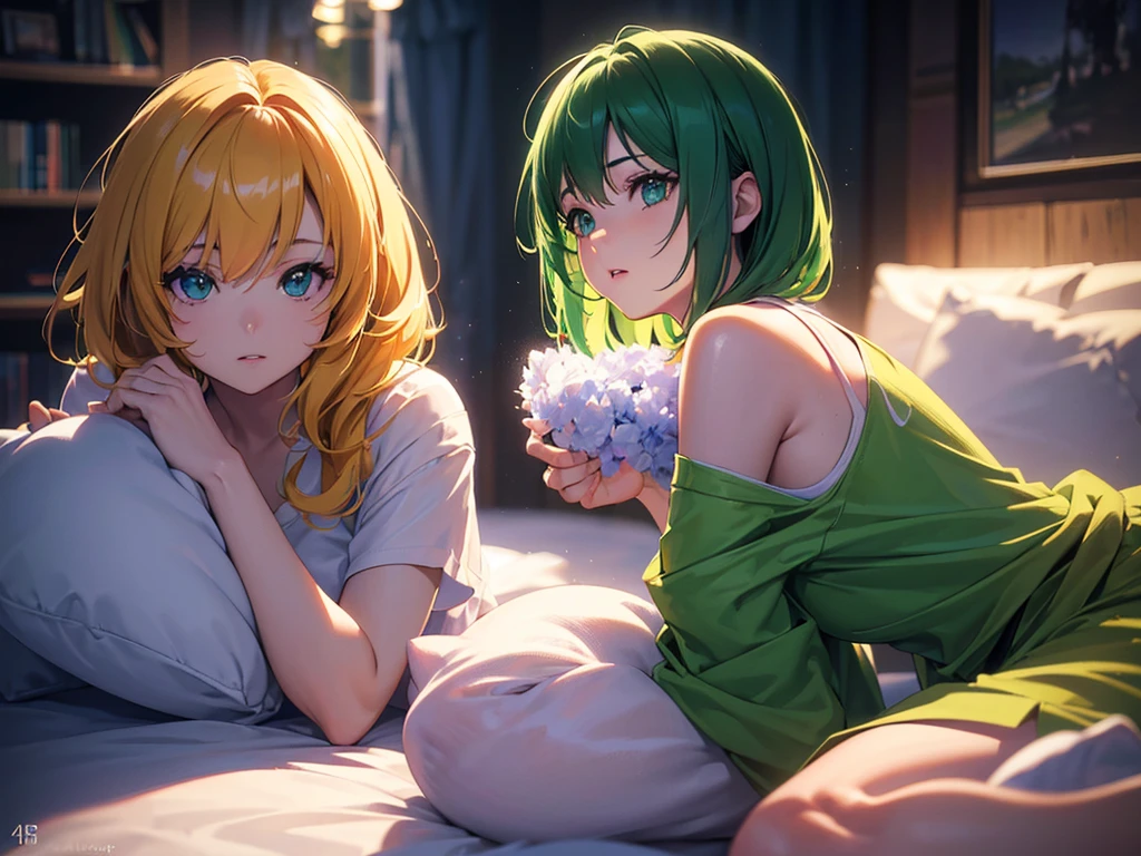 anime, Style, a dark room with a light source coming from left side. green eletrics vawaves(best quality, 4k, 8k, high resolution, obra-prima: 1.2), ultra-detailed, (realista, fotorealista, foto-realista: 1.37) colorido com vibrantes cores, soft lighting