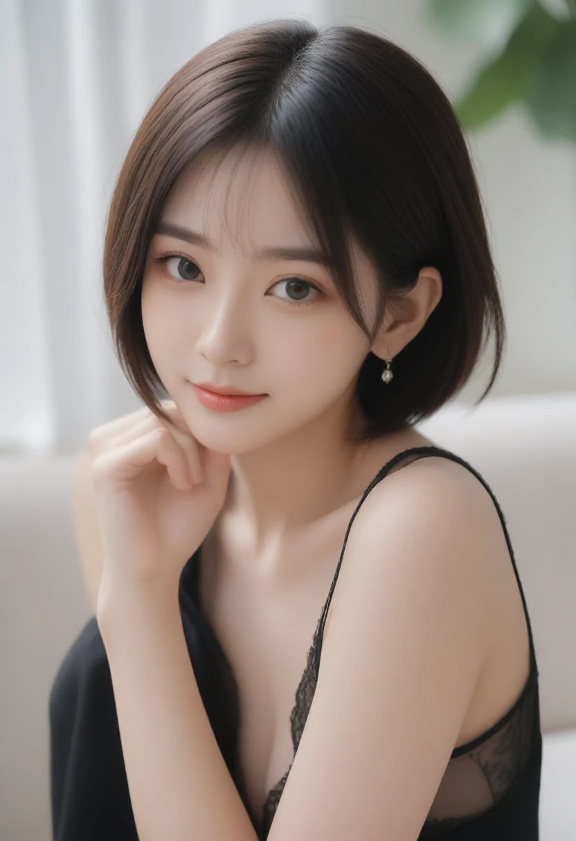 8K, Ultra-high resolution, Highest quality, masterpiece, 三分割法によるphotograph,Surreal, photograph, 1 Girl, (40 years old:1.3), pretty girl, Cute face, Beautiful eyes in every detail, 細かくdetailedに,masterpiece,, One Girl:1.2, Japan Female Announcer,whole body,Admired young wife,nice shot,Pencil Skirt、Knee socks, Attractive thighs, Sensual,A carefree smile,Heal the heart,Black Hair,Short Bob,Looking at the audience、beauty,Long neck、Laugh a little、Please close your mouth and laugh、(((Ideal body type))),A cup small breasts :2,、Portraiture:2、Perfect Anatomy、鮮明なdetailed、detailed、Surreal、Light and shadow,Strong light