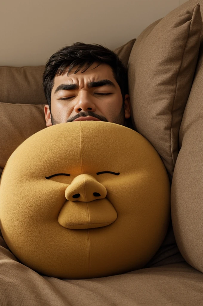 Round nose man sleeping with big mouth