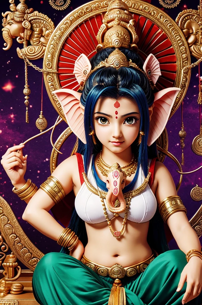 Ganesha depicted in the style of an anime from the 90s"
