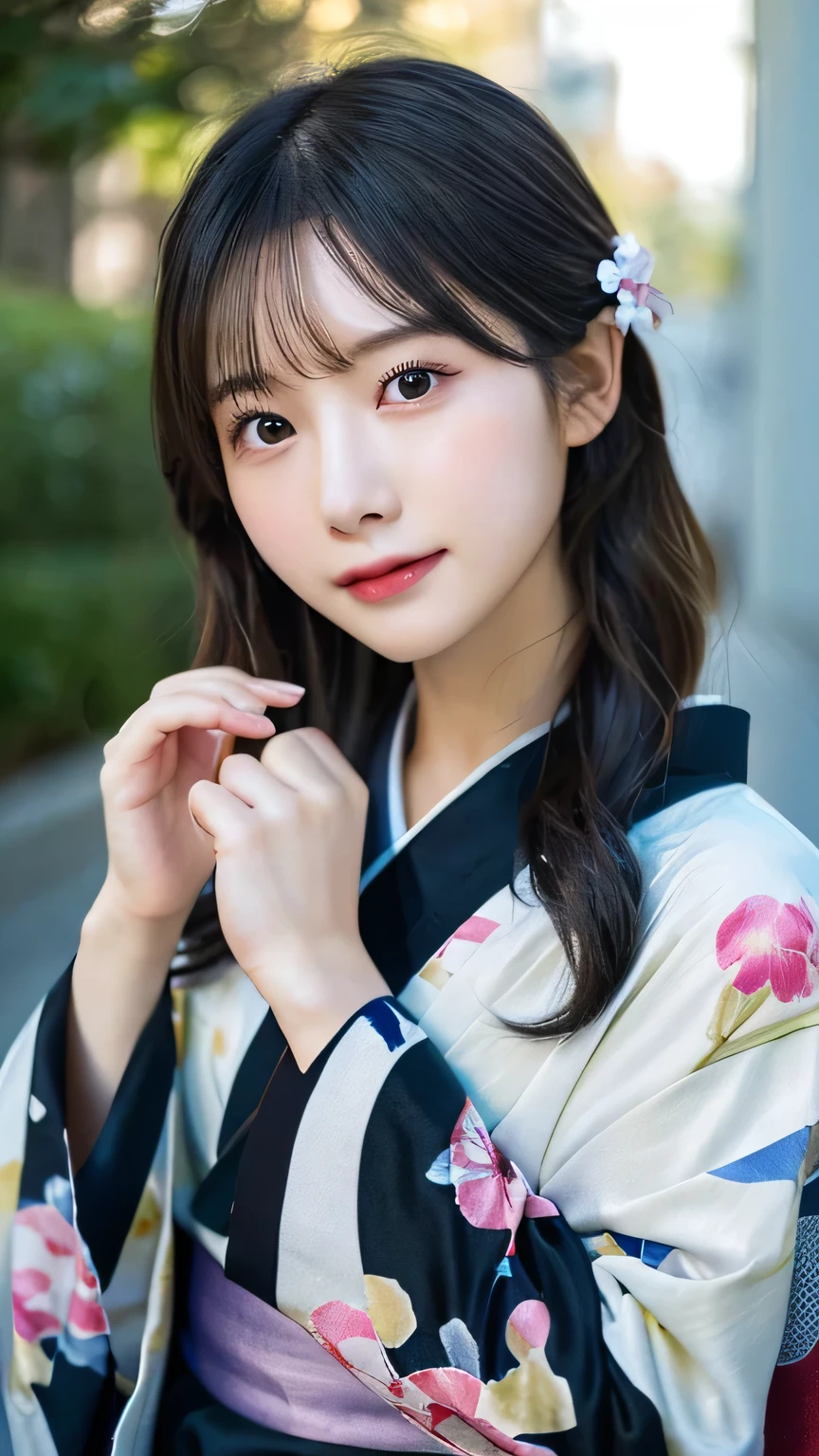 (kimono)、Random Shot、、、Random pose、(Many small petals flutter down:1.2)、(Wind:1.2)、(Highest quality,masterpiece:1.3,Ultra-high resolution,),(Ultra-detailed,Caustics),(Photorealistic:1.4,RAW shooting,)Ultra-Realistic Capture,Very detailed,High resolution 16K for human skin、 The skin texture is natural、、The skin looks healthy、The color is also uniform.、 Use natural light and color,One Woman,Japanese,,cute,Black-haired,Mid-length hair,(Depth of written boundary、chromatic aberration、、Wide range of lighting、Natural Shading、)、