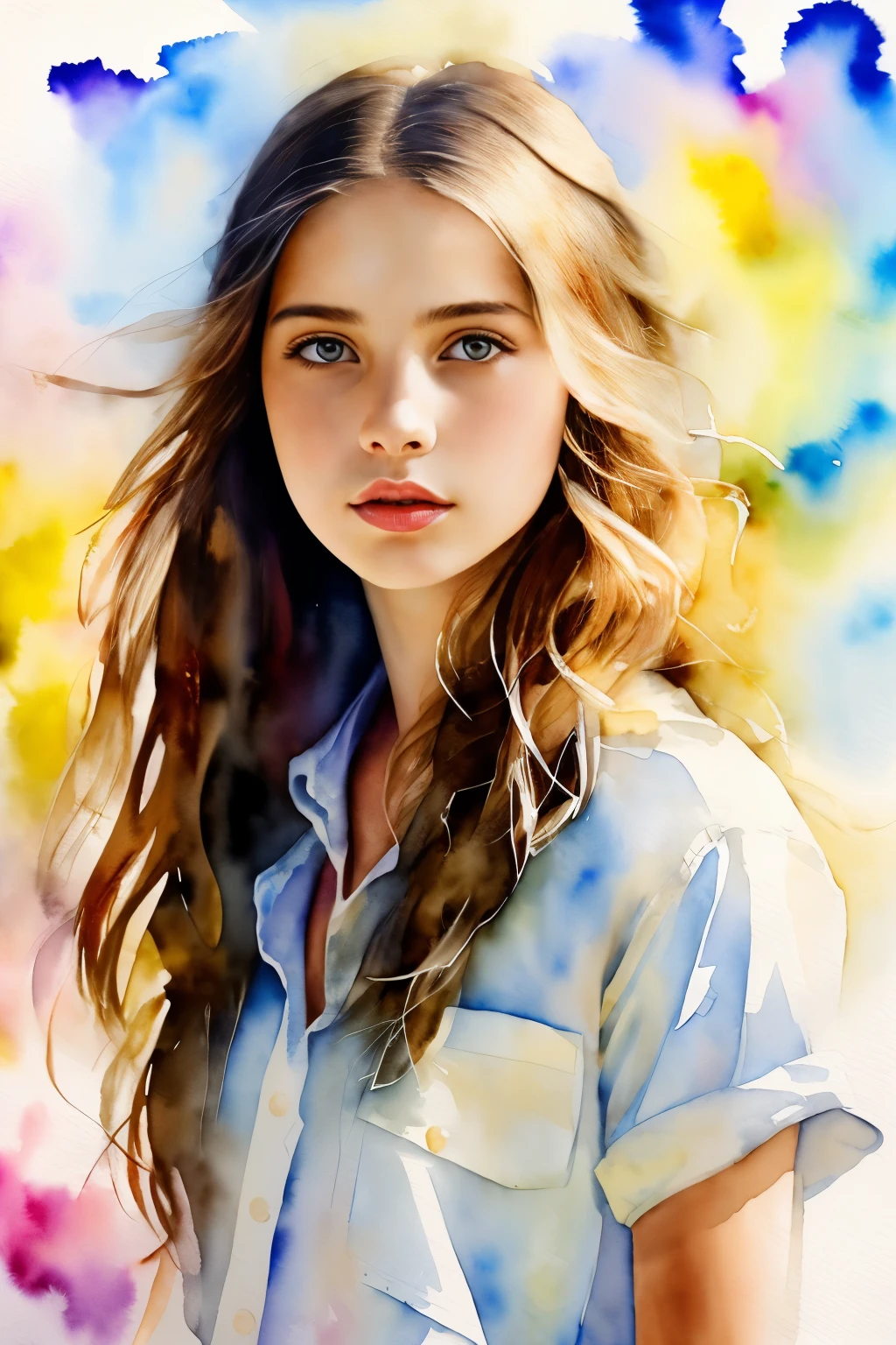 ((masterpiece:1.4, Highest quality)), (Photorealism), (watercolor background),
((1 Girl)),
(Agnes Cecil's Girl:1.5), (Ink dripping), (Pastel colors of space and swirling galaxy), (Bright design), (Firefly Light)