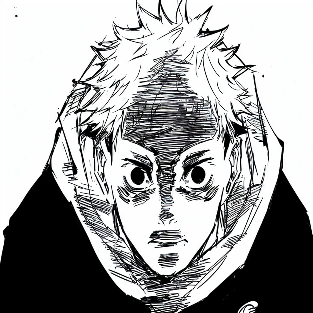 a drawing of a man with a hoodie on his head, jujutsu kaisen, joker looks like naruto, seinen manga portrait, kentaro miura manga art style, ink manga drawing, naruto uzumaki, manga style of kentaro miura, joker as naruto, kentaro miura manga style, hinata hyuga, uzumaki