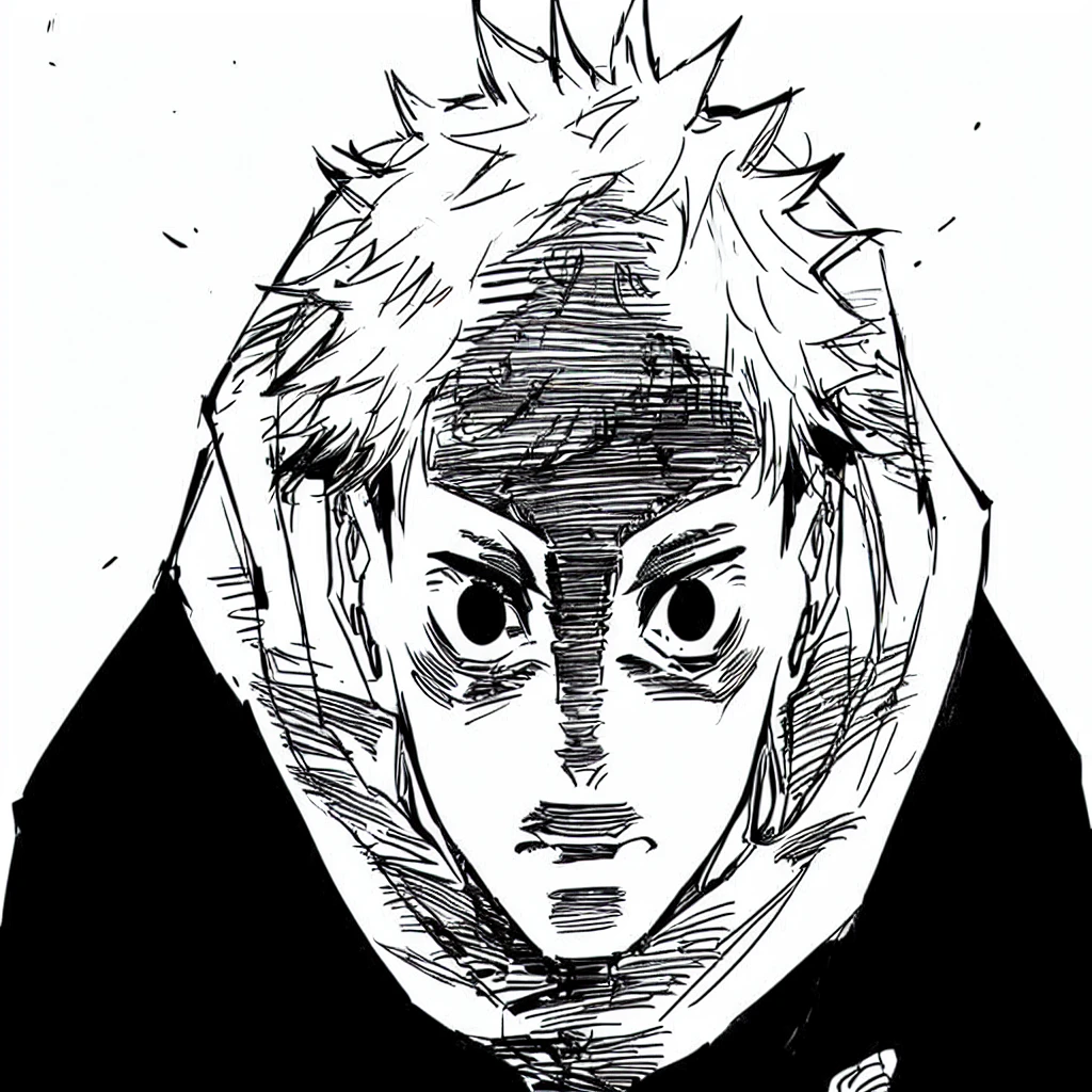 a drawing of a man with a hoodie on his head, jujutsu kaisen, joker looks like naruto, seinen manga portrait, kentaro miura manga art style, ink manga drawing, naruto uzumaki, manga style of kentaro miura, joker as naruto, kentaro miura manga style, hinata hyuga, uzumaki