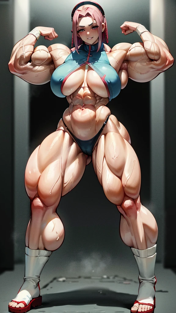 ((bloodstains)), ((respingos de bloodstains)), ((bloodstains nas roupas)), ((mancha de bloodstains)), hospital, (nurse uniform), (has an electric saw), (zombie's), absurderes, foto RAW, extremely delicate and beautiful, Masterpiece artwork, muscular woman, Aparencia Sakura Haruno, extremamente musculosa extremely large physique, extremely muscular legs, extremely muscular arms, Sakura Haruno from Naruto,extremely large physique, very muscular,best qualityer, ultra-high resolution, 32k, hyper realist, ultra-detailed, Detailed Description, skin fair, 20 year, crying mole, 耳环, Colossal, short medium hair, wavyhair, evil smile, full body shot, sakura haruno, bloodstains, muito bloodstains,
