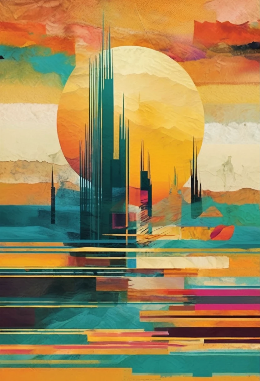 (((The best quality))), ((Masterpiece)) (modern digital collage) minimalist and aesthetic print, High Definition, detailed, combination of photos and graphics, vibrant colors.