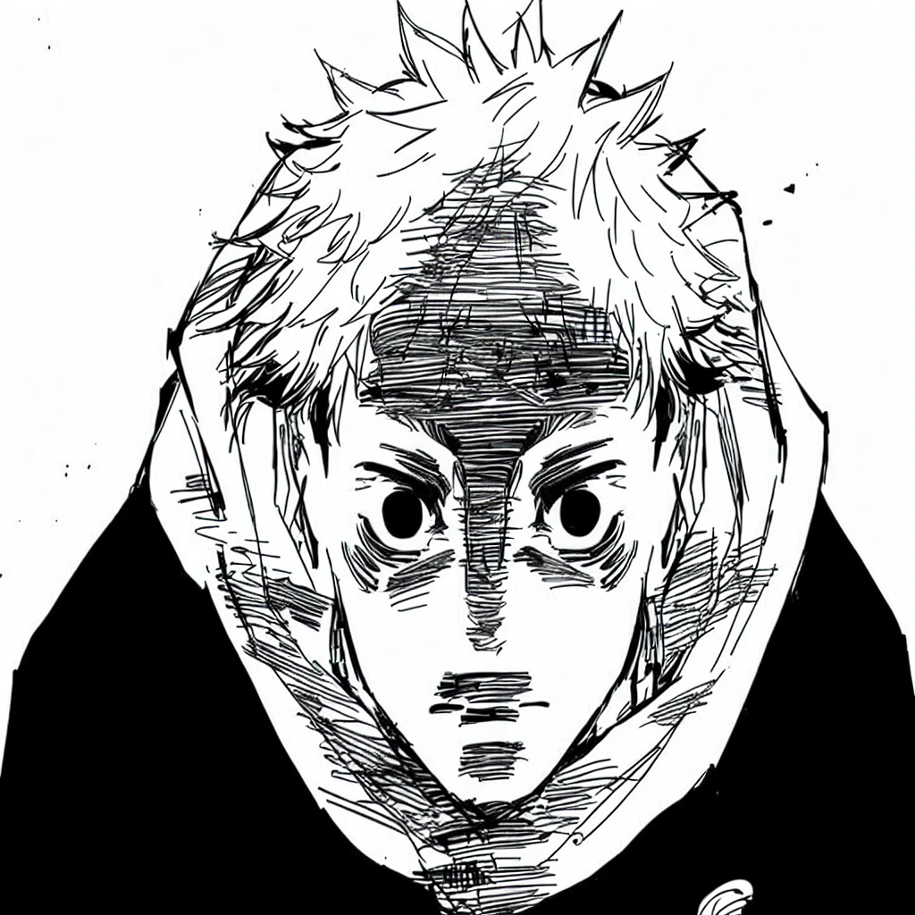 red glowing eyes, fluffy hair, boy