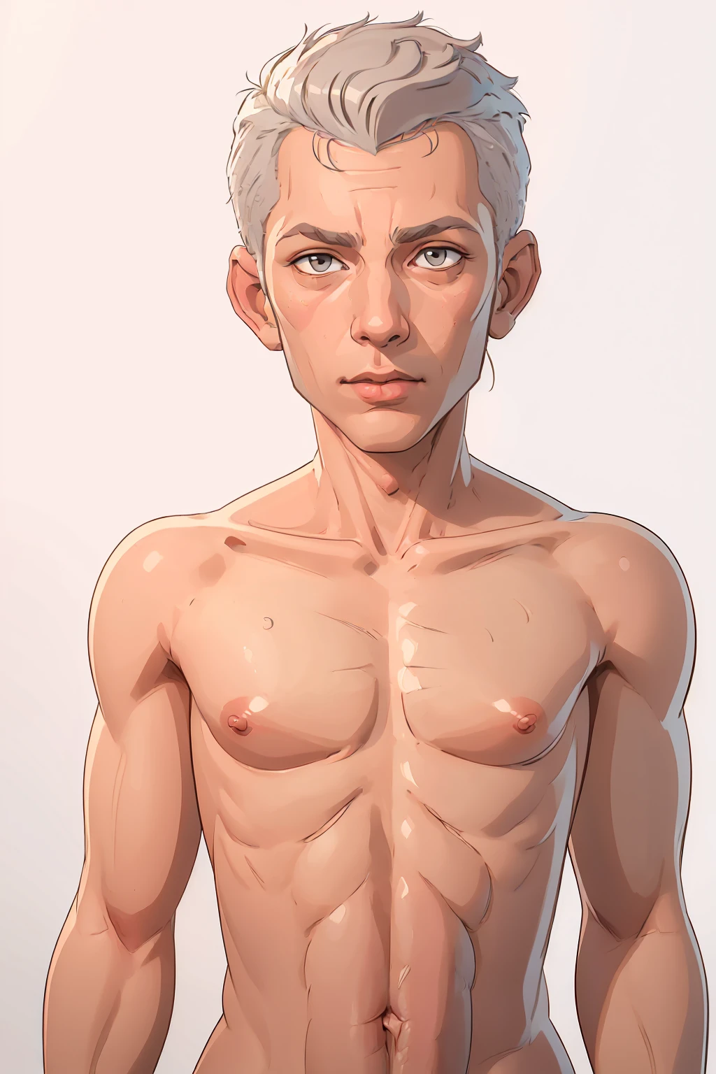 old adam sandler, grey haired, smaller height, gentleman, wider body, highly detailed, 4k, , (((((nude))))), ((((((upper body portrait)))))), ((plain white background))