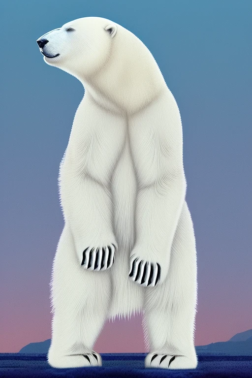 (((Polar Bear))) standing and looking at the sky,  Medium muscular, frozen planet setting, snowstorm , zoomed in on crotch, , chunie, darkgem, He uses an old, torn blanket made of animal hide as a garment to protect His body from the extreme cold.