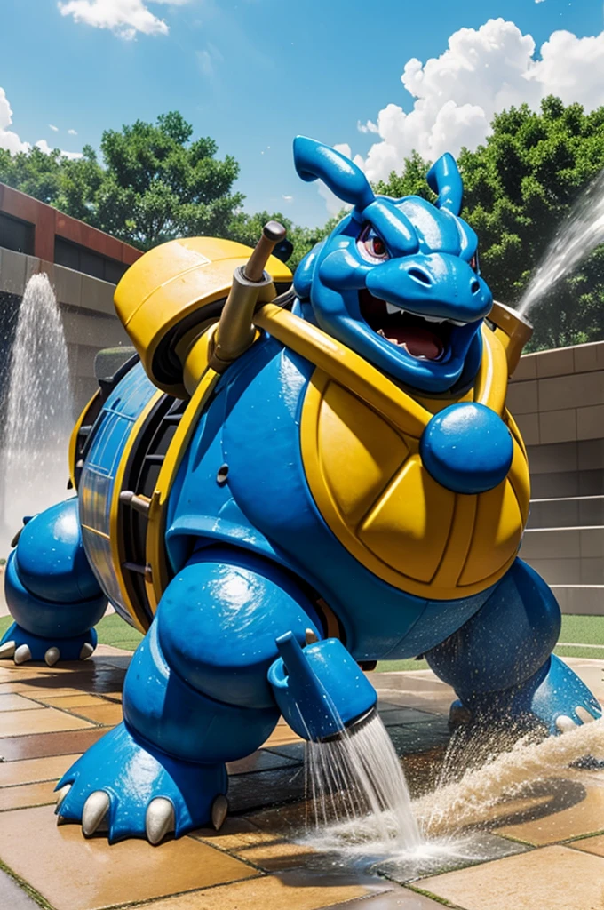 Blastoise Pokémon squirting out water for power washing company logo make it clear it respects the company 