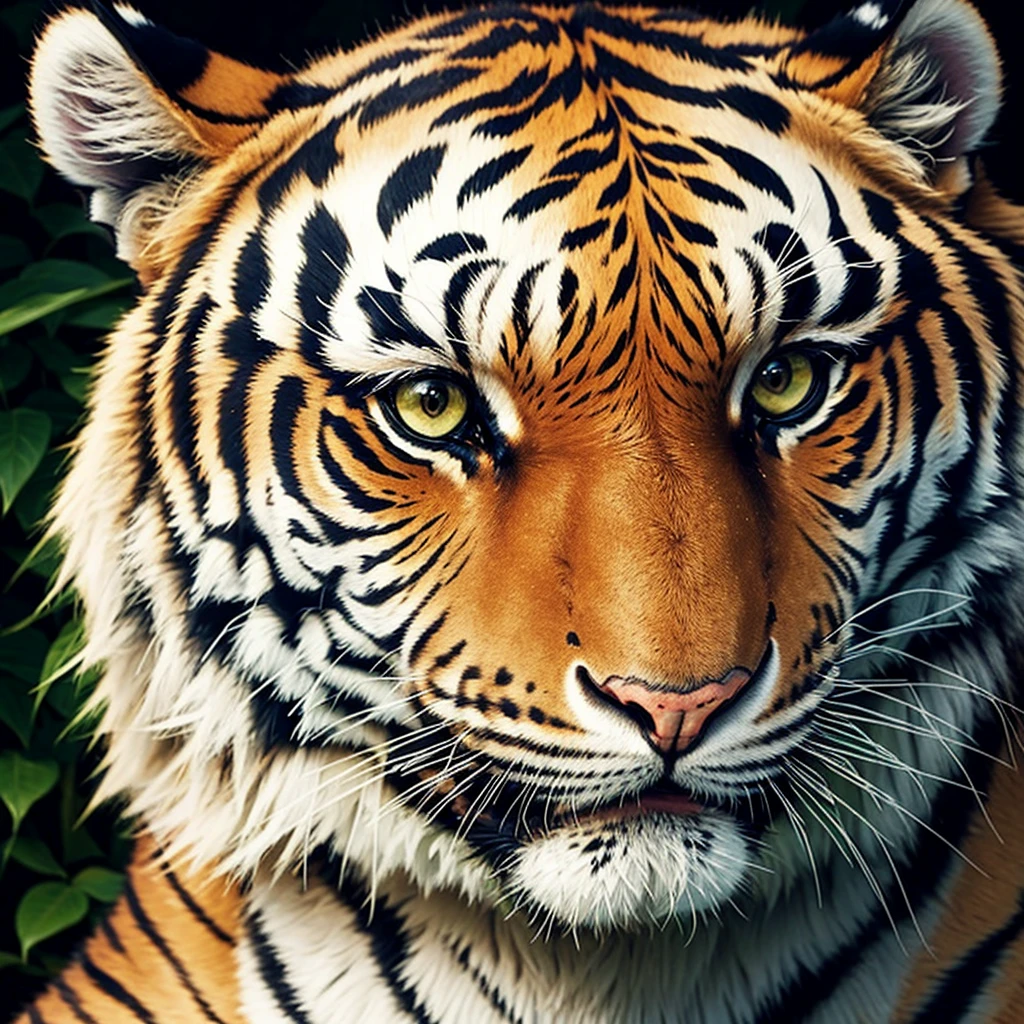 A normal tiger with colorful rainbow fur